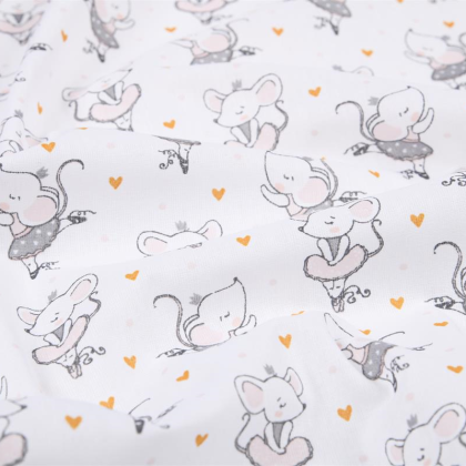 Tissu coton Misty motif souris danseuse en tutu fond blanc