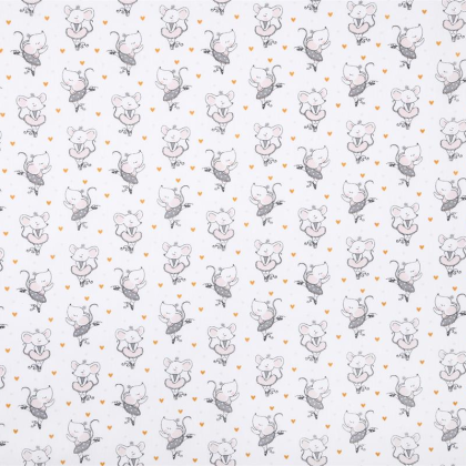 Tissu coton Misty motif souris danseuse en tutu fond blanc