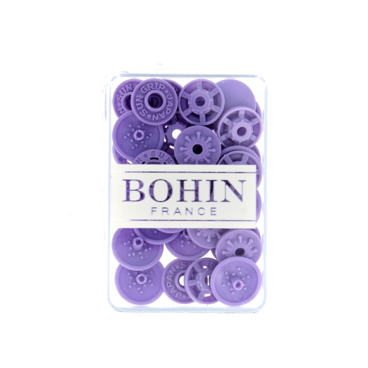 Bouton pression plastique sans pince Bohin 13mm - Violet foncé