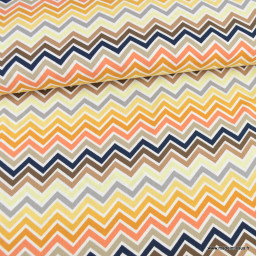Tissu Viscose stretch motif graphique chevrons beige - oeko tex