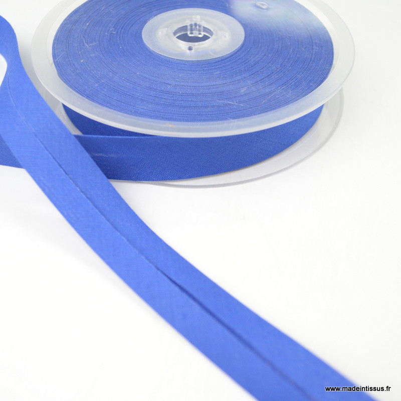Biais replié 18 mm en coton uni coloris Bleu : au mètre