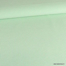 Tissu seersucker à rayures vertes et blanches