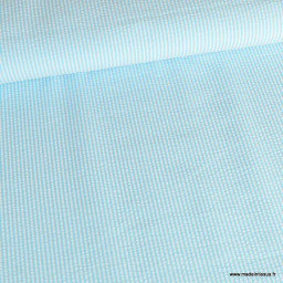 Tissu seersucker à rayures Turquoise et blanc