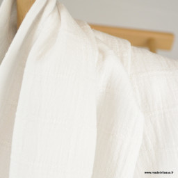 Tissu coton blanc à grand carreaux - Dobbie