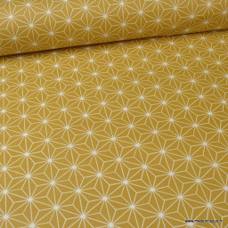 Tissu coton Casual motif géométrique fond ocre - oeko tex