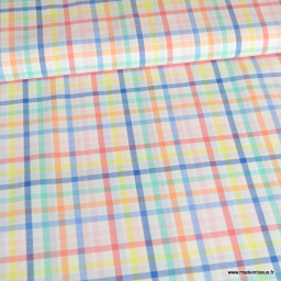Tissu coton à carreaux - coloris acidulé