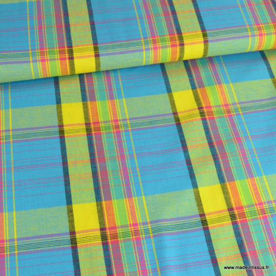 Tissu à Carreaux Gingham Jaune - Coton - Dimensions 1,6 M De Large X 1 M De Long - Pour Couture, Vêtements, Déco Maison