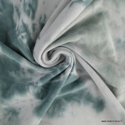 Tissu velours stretch lourd Tie and Dye gris