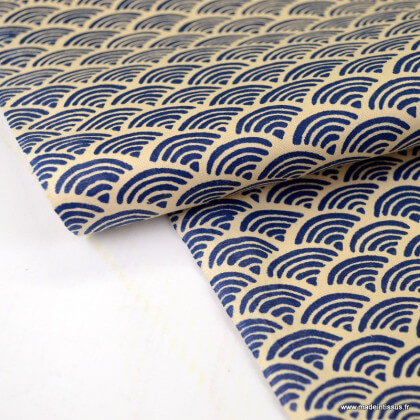 Tissu coton motif Wifi Navy