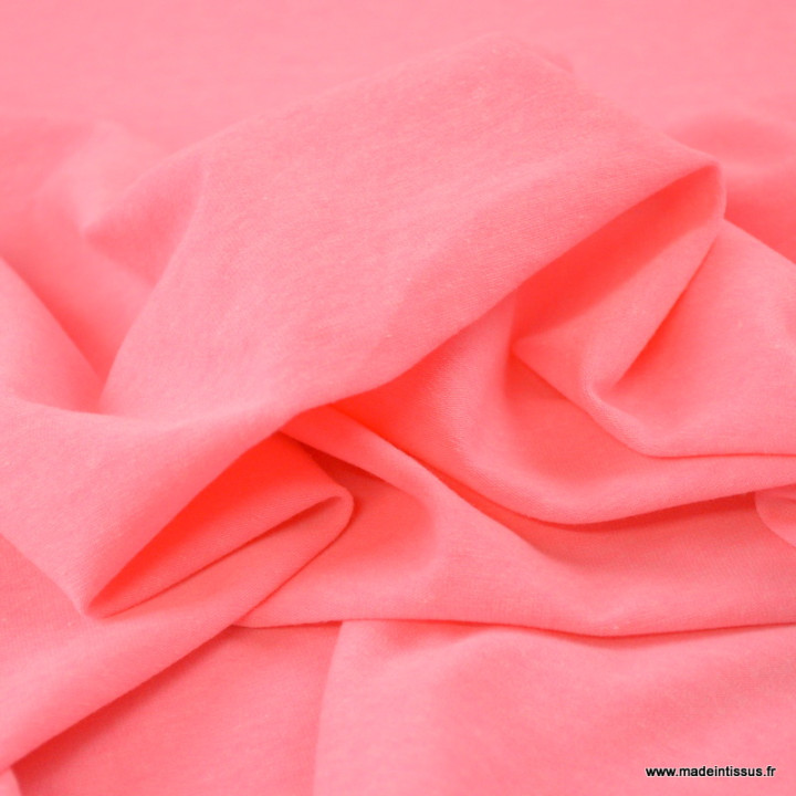 Tissu jersey rose fluo - oeko tex