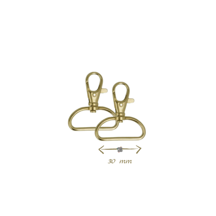 Mousqueton par 2 pièces coloris Or doré - taille 30mm