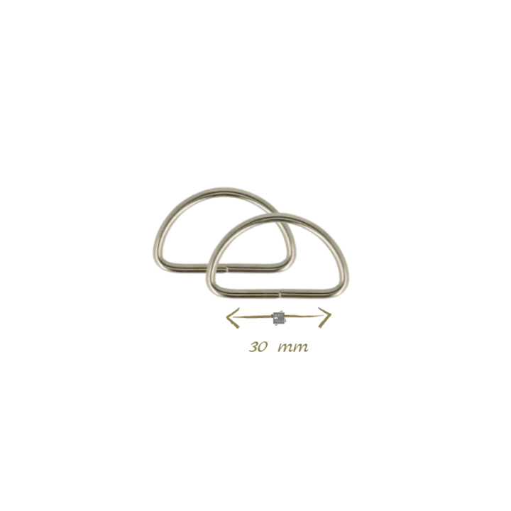 Passant boucle demi-rond argenté - 30mm - lot de 2
