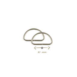 Passant boucle demi-rond argenté - 30mm - lot de 2