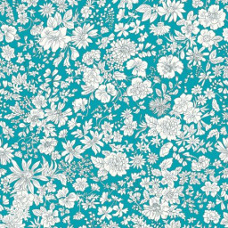 Tissu Liberty Fabrics - collection Emily Belle - pétrole Peacock - oeko tex