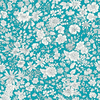 Tissu Liberty Fabrics - collection Emily Belle - pétrole Peacock - oeko tex