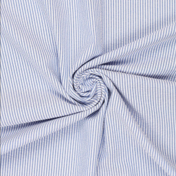 Tissu seersucker à rayures bleu marine et blanc - oeko tex