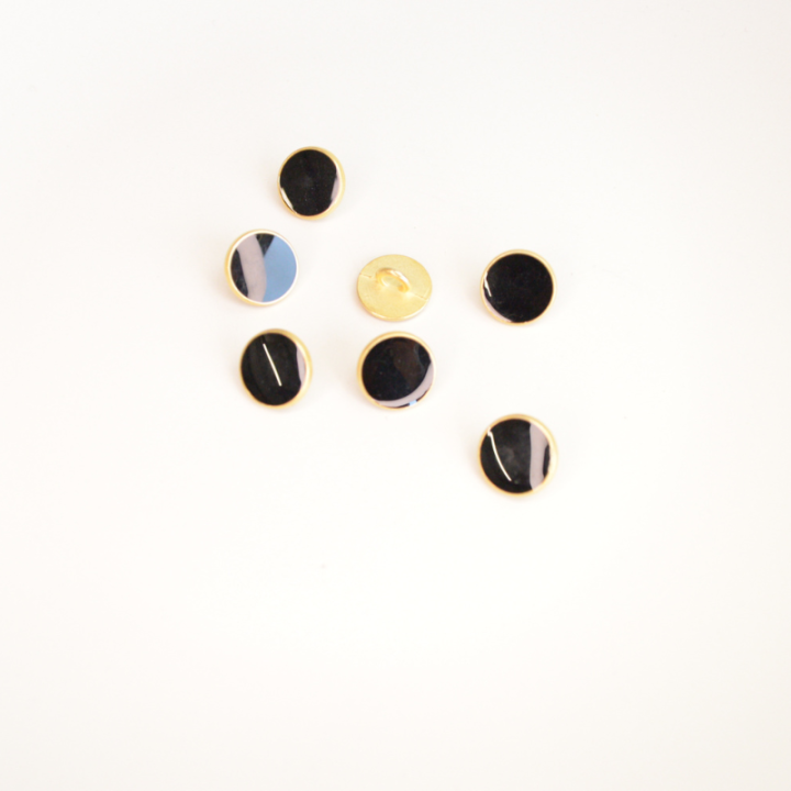 Bouton métal laqué rond coloris Noir - diam 11mm