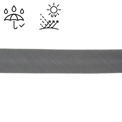 Biais d'extérieur imperméable anti UV 20 mm - Gris