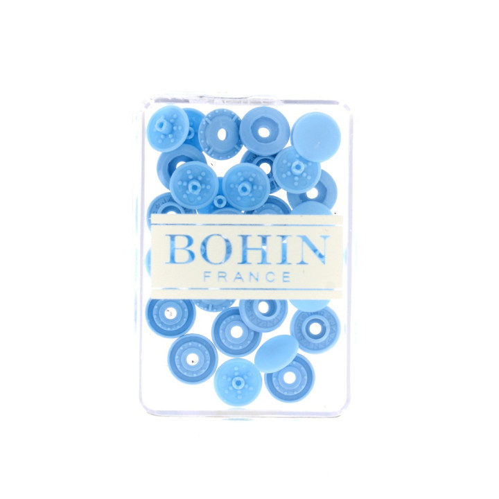 Bouton pression plastique sans pince Bohin 9mm - Bleu ciel