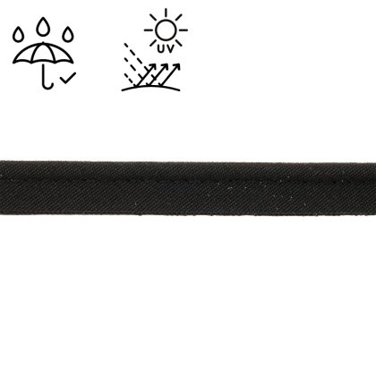 Passepoil d'extérieur imperméable anti UV 15 mm - Noir