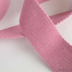 Sangle Lurex scintillante vieux rose 30mm pour sac