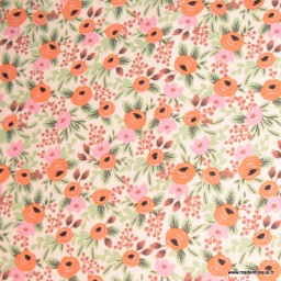 Tissu Rifle Paper en coton imprimé fleurs Blush Rosa - collection Primavera