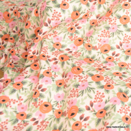 Tissu Rifle Paper en coton imprimé fleurs Blush Rosa - collection Primavera