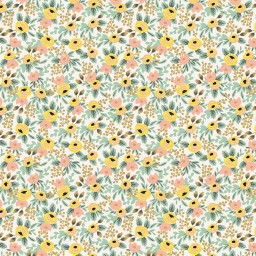 Tissu Rifle Paper en coton imprimé fleurs Blush Creme - collection Primavera