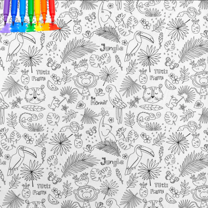 Tissu à colorier Tropik motifs animaux exotiques - Oeko tex