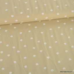 Tissu popeline motifs pommes fond beige - Oeko tex