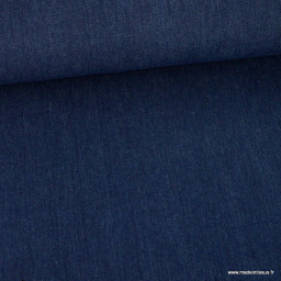 Tissu jean denim en coton lavé bleu foncé
