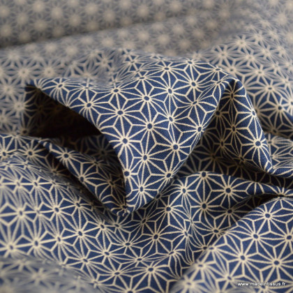 Tissu coton motif Asanoha petite étoile - Sevenberry Kasuri