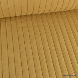 Tissu Matelassé vertical Double Gaze Oeko tex - Camel