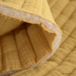 Tissu Matelassé vertical Double Gaze OEKO TEX - Camel