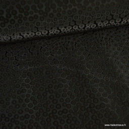 Tissu Softshell motifs ronds fond noir