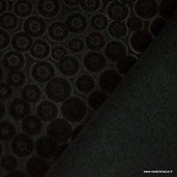 Tissu Softshell motifs ronds fond noir
