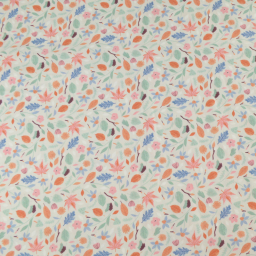 Tissu popeline motif feuilles et fleurs "leaves stamp" - Katia Fabrics - oeko tex