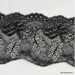 Tissu Galon dentelle elastique noir 9cm.