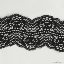 Tissu Galon dentelle elastique noir 7,8cm.
