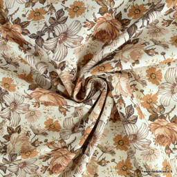 Tissu popeline Jardin Anglais Cacao