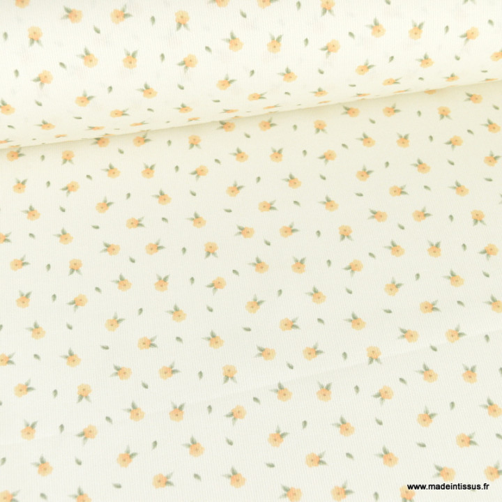 Tissu Piqué de coton motifs petites fleurs - Oeko tex