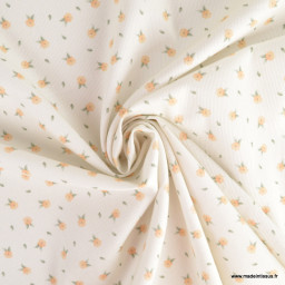 Tissu Piqué de coton motifs petites fleurs - Oeko tex