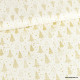 Tissu de Noël motif foret de sapins et étoiles or fond blanc cassé - OEKO TEX