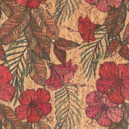 Liège naturel motif fleurs Hibiscus - katia fabrics