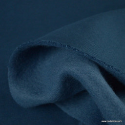 Tissu molleton sweat uni bleu indigo - oeko tex