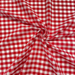 Tissu vichy grands carreaux sur Popeline coloris rouge et blanc - oeko tex