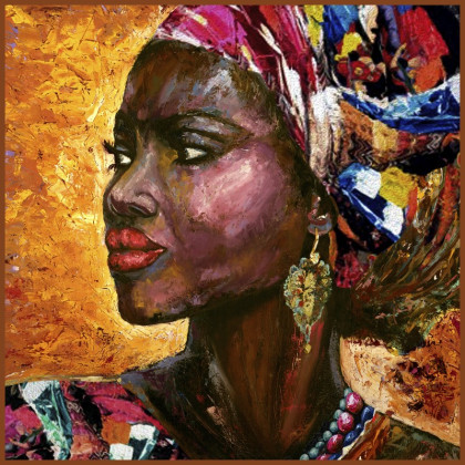 Carré / panneau en simili motif Femme Africaine
