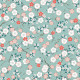 Tissu Hokkaido en coton imprimé fleurs japonaises fond ciel