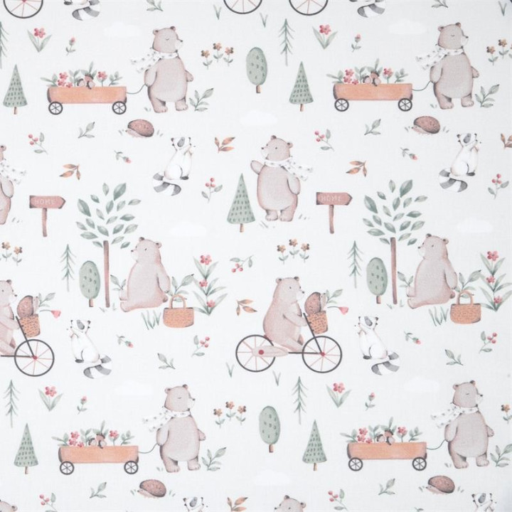 Coupon De Tissu Doux Pour Enfants – Motifs Oursons Et Oies 89x100 Cm En Coton