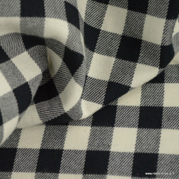 Tissu twill vichy à grands carreaux noir et blanc